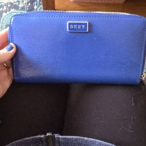 DKNY Cobalt Blue Zip-Around Wallet